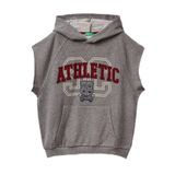 United Colors of Benetton Erkek Çocuk Antrasit Melanj Baskılı Kese Cep Detaylı Kapüşonlu Raglan Kolsuz Sweatshirt, 7-8 Yaş, 225A32N4C2055, Antrasit Melanj, erkek-çocuk