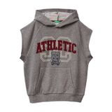 United Colors of Benetton Erkek Çocuk Antrasit Melanj Baskılı Kese Cep Detaylı Kapüşonlu Raglan Kolsuz Sweatshirt, 8-9 Yaş, 225A32N4C2055, Antrasit Melanj, erkek-çocuk