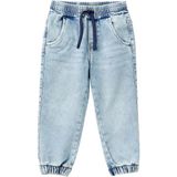 United Colors Of Benetton Erkek Çocuk Arka Cebi Logolu Lastik Paça Ağartılmış Denim Pantolon,Açık Mavi 18-24 Ay