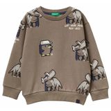 United Colors Of Benetton Erkek Çocuk Baskılı Ribanalı Bisiklet Yaka Regular Fit Şardonlu Sweatshirt,Kahverengi 18-24 Ay