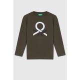 United Colors Of Benetton Erkek Çocuk Baskılı Sweatshirt 6-14 Yaş Haki