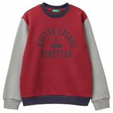 United Colors of Benetton Erkek Çocuk Bordo-Gri Önü Logo Baskılı Nervürlü Şardonlu Sweatshirt, 11-12 Yaş, 225A3EB5C10R5, Bordo-Gri, erkek-çocuk