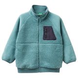 United Colors of Benetton Erkek Çocuk Çift Taraflı Fermuarlı Peluş Şardonlu Sweatshirt, 12-18 Ay, 225A3PNYG5044, Gri-Yeşil, erkek-çocuk