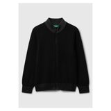 United Colors of Benetton Erkek Çocuk Fermuarlı Ribana Hırka, 11-12-yas, 225A120YC500W, Siyah, Erkek Çocuklar