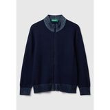 United Colors of Benetton Erkek Çocuk Fermuarlı Ribana Hırka, 7-8-yas, 225A120YC500W, Lacivert, Erkek Çocuklar