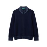 United Colors of Benetton Erkek Çocuk Fermuarlı Ribana Hırka, 8-9-yas, 225A120YC500W, Lacivert, Erkek Çocuklar