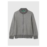 United Colors of Benetton Erkek Çocuk Gri Melanj Fermuarlı Ribana Detaylı Hırka, 10-11-yas, 225A120YC500W, Gri Melanj, Erkek Çocuklar