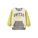 United Colors of Benetton Erkek Çocuk Hardal-Ekru Önü Logo Baskılı Cepli Bisiklet Yaka Regular Fit Sweatshirt, 2-3 Yaş, 225A3EB5G10KS, Hardal-Ekru, erkek-çocuk