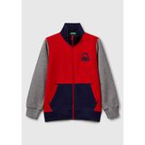 United Colors of Benetton Erkek Çocuk Kırmızı-Gri Logolu Sweatshirt
