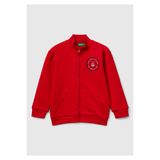 United Colors of Benetton Erkek Çocuk Kırmızı Logo Detaylı Önü Fermuarlı Ribana Detaylı Sweatshirt