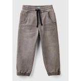 United Colors Of Benetton Erkek Çocuk Koyu Denim Arka Cebi Logolu Lastik Paça Ağartılmış Denim Pantolon - Lacivert - Dropsuz - 2