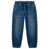 United Colors of Benetton Erkek Çocuk Koyu Denim Logo Detaylı Büzgü İpli Denim Jogger Pantolon, Koyu Denim, 11-12 Yaş