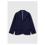 United Colors of Benetton Erkek Çocuk Lacivert Logo İşlemeli Yama Cepli Blazer Ceket