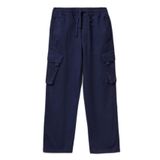 United Colors of Benetton Erkek Çocuk Logo Detaylı Büzgü İpli Streç Gabardin Kargo Pantolon, 6-7 Yaş, 225A4RHPCF04Y, Lacivert, Erkek Çocuk
