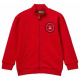 United Colors of Benetton Erkek Çocuk Logo Detaylı Önü Fermuarlı Ribana Detaylı Sweatshirt, 12-18 Ay, 225A3J70G503X, Kırmızı, erkek-çocuk