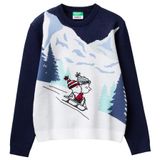 United Colors of Benetton Erkek Çocuk Nakışlı Lisanslı Kazak, 10-11 Yaş, 225A1Z1QC109J, Lacivert, Erkek Çocuklar