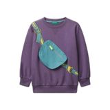 United Colors of Benetton Erkek Çocuk Önü İllüzyon Efektli Bisiklet Yaka Relaxed Fit Sweatshirt, 12-18-ay, 225A32N4G10KO, Mor, erkek-çocuk