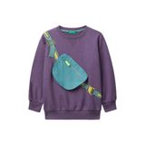 United Colors of Benetton Erkek Çocuk Önü İllüzyon Efektli Bisiklet Yaka Relaxed Fit Sweatshirt, 18-24-ay, 225A32N4G10KO, Mor, erkek-çocuk