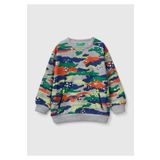 United Colors of Benetton Erkek Çocuk Renkli Kamuflaj Tamamı Kamuflaj Desenli Fermuarlı Cepli Bisiklet Yaka Sweatshirt