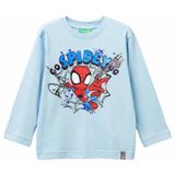 United Colors Of Benetton Erkek Çocuk Spiderman Baskılı Logo Etiketli Uzun Kollu T-Shirt,Açık Mavi 2-3 Yaş