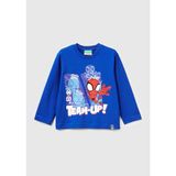 United Colors Of Benetton Erkek Çocuk Spiderman Baskılı Logo Etiketli Uzun Kollu T-Shirt,Saks Mavisi 12-18 Ay