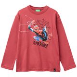 United Colors Of Benetton Erkek Çocuk Spiderman Baskılı Logolu Püskürtme Efektli Uzun Kollu T-Shirt,Bordo 11-12 Yaş
