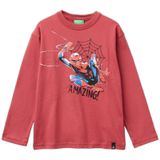 United Colors Of Benetton Erkek Çocuk Spiderman Baskılı Logolu Püskürtme Efektli Uzun Kollu T-Shirt,Bordo 13-14 Yaş