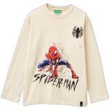 United Colors Of Benetton Erkek Çocuk Spiderman Baskılı Logolu Püskürtme Efektli Uzun Kollu T-Shirt,Krem 10-11 Yaş