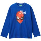 United Colors Of Benetton Erkek Çocuk Spiderman Baskılı Logolu Püskürtme Efektli Uzun Kollu T-Shirt,Saks Mavisi 13-14 Yaş