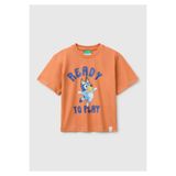 United Colors of Benetton Erkek Çocuk Turuncu Bluey Baskı Detaylı Yuvarlak Yaka T-Shirt