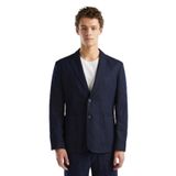 United Colors of Benetton Erkek Koyu Lacivert Keten Karışımlı Biyeli Cep Detaylı Çift Düğmeli Blazer Ceket, Koyu Lacivert, 50