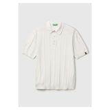 United Colors of Benetton Erkek Krem Pamuk Karışımlı Kontrastlı Düğmeli Regular Fit Polo Yaka Kazak