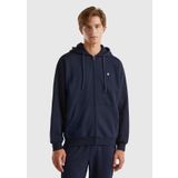 United Colors of Benetton Erkek Lacivert%100 Pamuk Dar Kesim Fermuarlı Kapüşonlu Sweatshirt