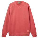 United Colors of Benetton Erkek Mercan Pamuklu Logo Etiketi Detaylı Bisiklet Yaka Sweatshirt