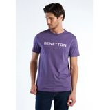 United Colors Of Benetton Erkek Mor Logo Baskılı Organik Pamuklu Tişört