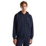 United Colors of Benetton Erkek Siyah%100 Pamuk Dar Kesim Fermuarlı Kapüşonlu Sweatshirt