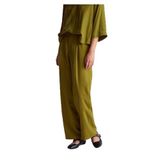 United Colors of Benetton Haki Yeşili Viskoz Karışımlı Arka Cep Detaylı Geniş Paça Pantolon, 34, 125A4K3ADF09Z, Haki Yeşili, Kadın