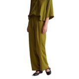 United Colors of Benetton Haki Yeşili Viskoz Karışımlı Arka Cep Detaylı Geniş Paça Pantolon, 42, 125A4K3ADF09Z, Haki Yeşili, Kadın