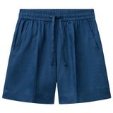 United Colors of Benetton Kadın Denim%100 Keten Büzgü İpli Cepli Bermuda Şort