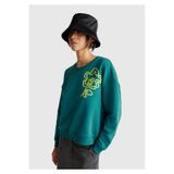 United Colors of Benetton Kadın Koyu Yeşil Koton Karışımlı Çiçek Motifli Sweatshirt