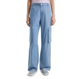 United Colors of Benetton Kadın Pamuk Yama Cepli Kemer Delikli Denim Kargo Pantolon Mavi 40