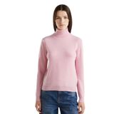 United Colors of Benetton Kadın Pembe Dik Yaka%100 Merino Kazak S