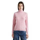 United Colors of Benetton Kadın Pembe Dik Yaka%100 Merino Kazak XS