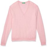 United Colors of Benetton Kadın Pembe V Yaka%100 Merino Kazak XS