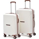 United Colors Of Benetton Kırılmaz 2'li Valiz Seti Kabin Boy Orta Boy Hafif 8 Tekerlekli BNT3000 - Beyaz - Camel