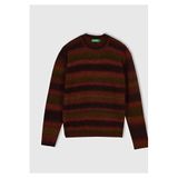 United Colors of Benetton Kırmızı Desenli Yün Alpaka Bisiklet Yaka Kazak, 2XL, 125A1HNNK10AT, Kırmızı Desenli, Erkek