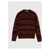United Colors of Benetton Kırmızı Desenli Yün Alpaka Bisiklet Yaka Kazak, L, 125A1HNNK10AT, Kırmızı Desenli, Erkek