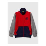 United Colors of Benetton Kırmızı - Gri Erkek Çocuk Baskılı Sweatshirt 3J68C501B