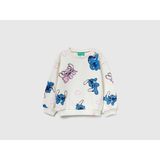 United Colors Of Benetton Kız Bebek Ekru Mix Tamamı Baskılı Logo Etiketli Comfort Fit Sweatshirt - Beyaz