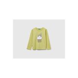 United Colors of Benetton Kız Bebek Hardal Önü Baskılı Ribana Yakalı Regular Fit Sweatshirt